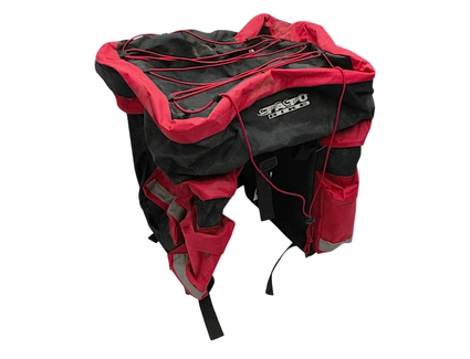 Сумка на багажник двостороння TATU-BIKE (В3534) трьохсекційна, чорно-червона