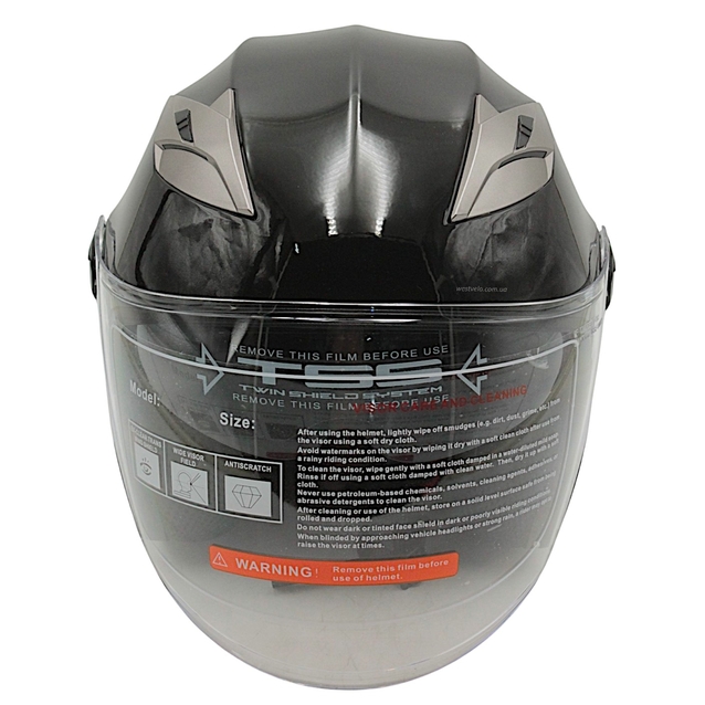 Мото шолом, відкритий (S) (55-56см) BLD-708 чорний глянець з відкидними окулярами фото westvelo.com