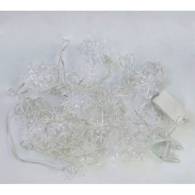 Гірлянда світлодіодна 4,5 м, 28 лампочок, «Сніжинка» від мережі 220V, кольорова  (С 23458) фото westvelo.com