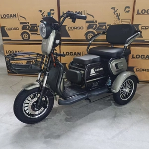 Трицикл Corso «LOGAN» LN-801200, двигун 1200W, акумулятор 72V/23Ah, сірий + 1 ящик. акум, колеса 10"