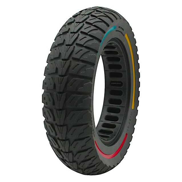 Покришка 10-2.5×6.1 CITYNEYE (Ø155 - 36мм) лита (Перфорована) безкамерка для електросамоката з кольоровими полосами (192) фото westvelo.com