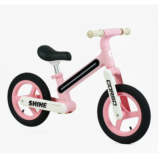 Велобіг 12 Corso надувні колеса, нейлонова рама зі світлом «SHINE» JT-10059 рожевий