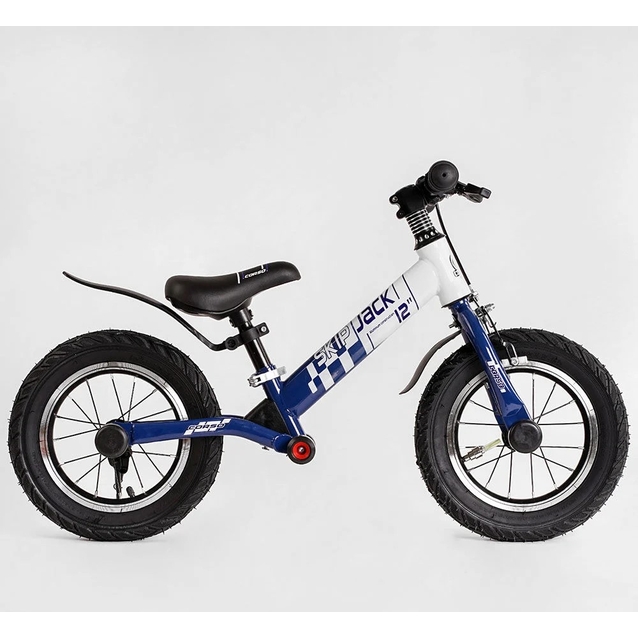 Велобіг 12 Corso надувні колеса, сталева рама «SKIP JACK» 93307 ручне гальмо, з амортизатором, синьо-білий фото westvelo.com