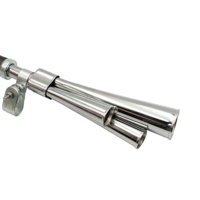 Сигнал-клаксон металевий нікель прямий потрійна фото westvelo.com