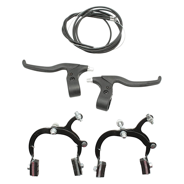Комплект гальм шосейних "Турист" сталевий чорний (перед+зад, ручки, троси) фото westvelo.com