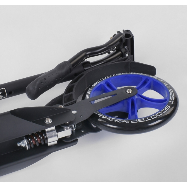 Самокат дитячий 2-х колісний, PU Best Scooter 73193 чорно-синій , Ø200mm, AL, 2 амортизатора фото westvelo.com