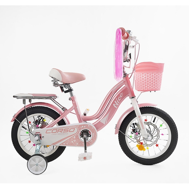 Дитячий велосипед 14 ST Corso «NICE» NC-14362 дискові гальма, рожевий фото westvelo.com