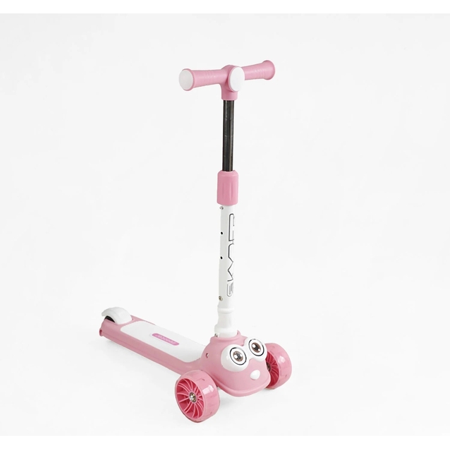 Самокат дитячий 3-х колісний, Skyper CL-4180 рожевий, колеса PU Ø125mm зі світлом, українське озвучування, підсвічування платформи, кермо складне фото westvelo.com