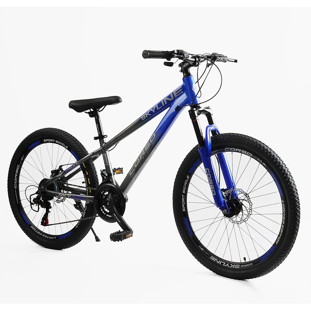 Велосипед 24 AL Corso «SKYLINE» SL-40602 алюміній 11", (к-т SHIMANO) сіро-синій фото westvelo.com