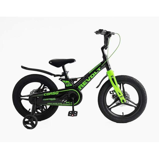 Дитячий велосипед 16 MG Corso «REVOLT» MG-16090, магнієва рама, чорно-салатовий фото westvelo.com