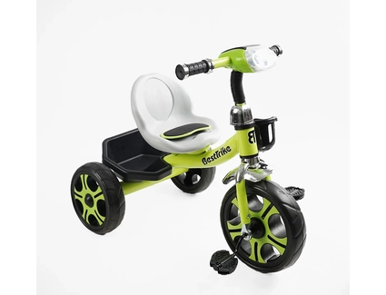 Дитячий велосипед 3-х колісний EVA (піна) Best Trike колеса 12-10, BS-25084 біло-салатовий, сталева рама, фара з музикою та світлом, кошик