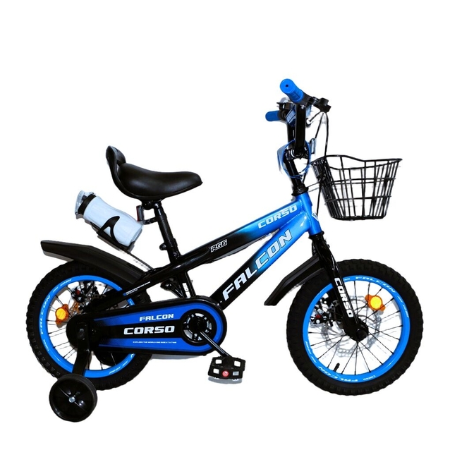 Дитячий велосипед 14 ST Corso «FALCON» FC-14219, дискові гальма, чорно-синій фото westvelo.com