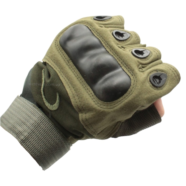 Рукавиці (тактичні) QAKLEY "3XL" хакі (з відкритими пальцями) фото westvelo.com
