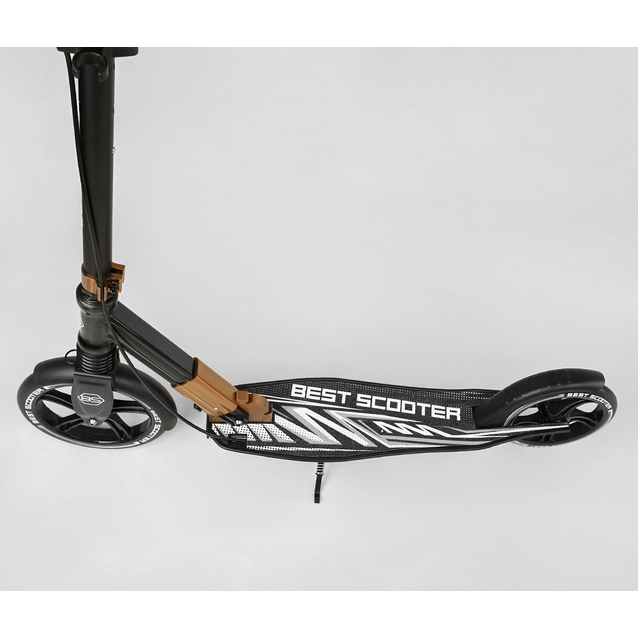 Самокат дитячий 2-х колісний, PU Best Scooter 14268 чорно-золотий, колеса Ø230-200mm, AL, 1 амортизатор передній фото westvelo.com