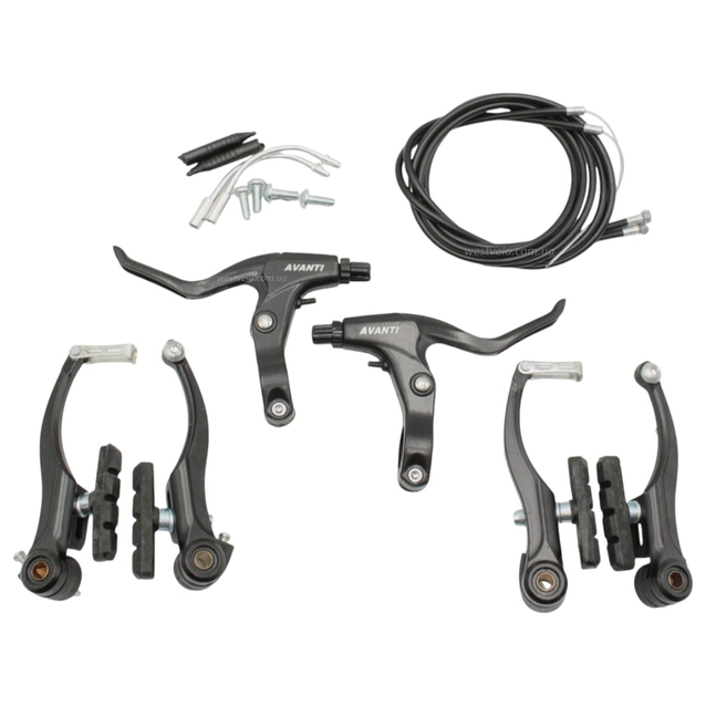 Комплект гальм V-brake AVANTI алюміній чорний (перед+зад, ручки, троси) фото westvelo.com