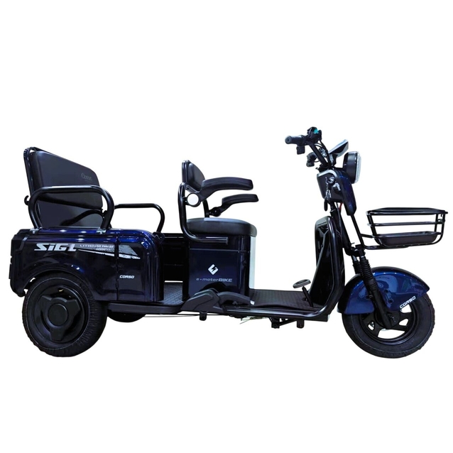 Трицикл Corso «SIG L» SL-090606, двигун 1200W, акумулятор 72V 24Ah літій-залізно-фосфатний, синій + 1 ящик. акум, колеса 10" фото westvelo.com
