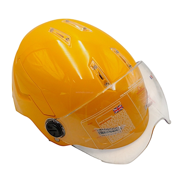 Мото шолом, відкритий (M-XL) "DAVID" D316, жовтий глянцевий (ABS) фото westvelo.com