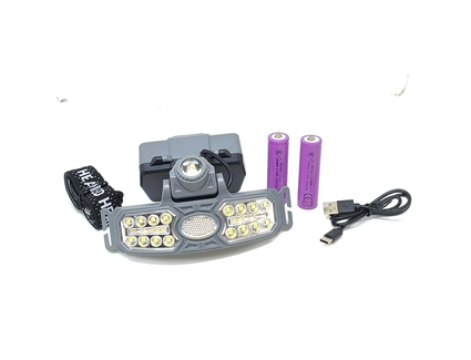 Ліхтар налобний на usb зарядку, 2 акумулятори 18650 + сонячна батарея Т68-L