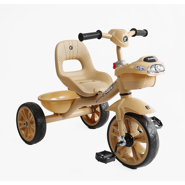 Дитячий велосипед 3-х колісний EVA (піна) Best Trike колеса 10-8, «Машинка» BS-60530 бежевий, сталева рама, УКР.ОЗВУЧУВАННЯ, кошик фото westvelo.com