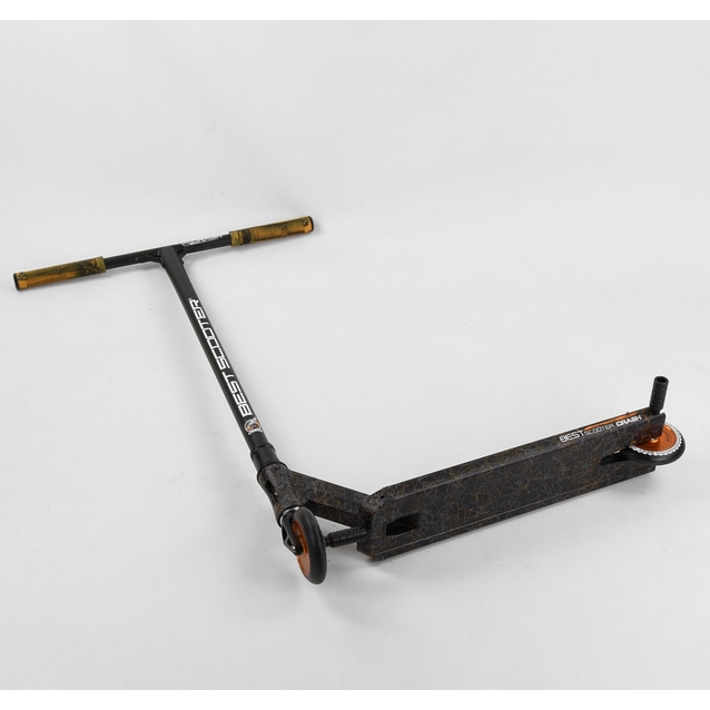Самокат трюковий Best Scooter «CRASH» 65640 чорно-помаранчевий, HIC-система, пеги, AL диск та дека, колеса PU Ø110mm, ширина керма - 57 см фото westvelo.com
