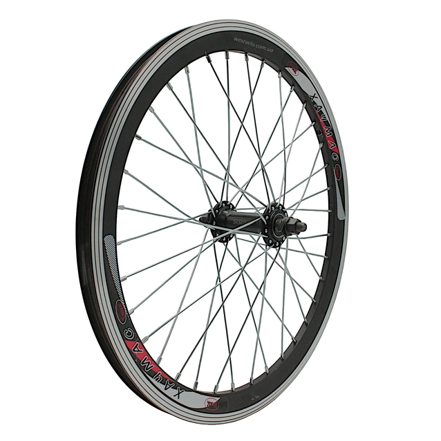 Колесо 20 перед, обід 2-ний чорний, втулка AL на промах чорна фото westvelo.com