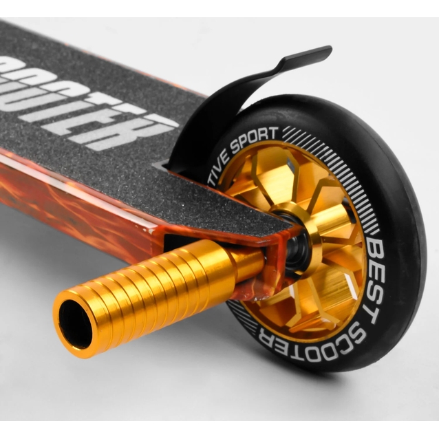 Самокат трюковий Best Scooter «ABSTRACTION» BS-77225 помаранчевий,  HIC-система, пеги, AL диск та дека, колеса PU Ø110mm, ширина керма - 60 см фото westvelo.com