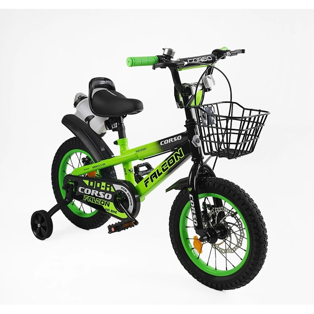 Дитячий велосипед 14 ST Corso «FALCON» FL-14833, дискові гальма, салатовий фото westvelo.com