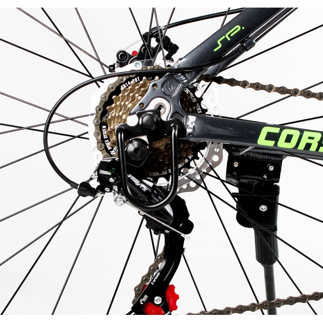 Велосипед 29 AL Corso «DARK-X» DX-29904 алюміній 17", (к-т SHIMANO) графітово-салатовий фото westvelo.com