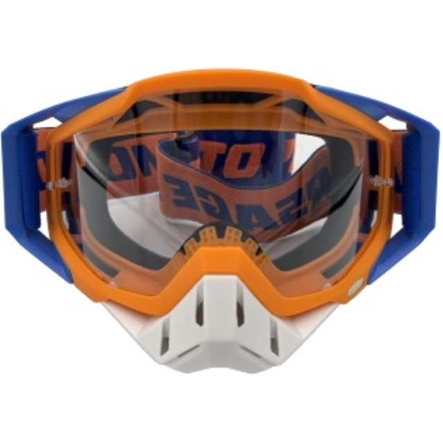 Мото окуляри Кросс-ендуро "MO-6" синьо-помаранчеві з прозорими лінзами фото westvelo.com