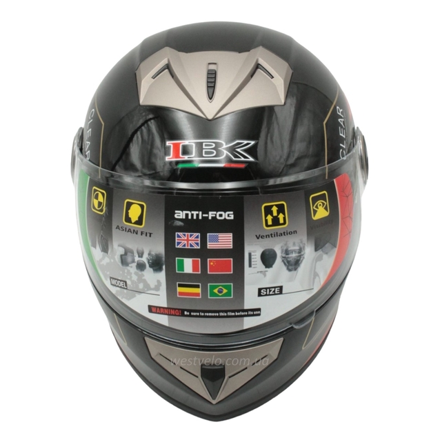 Мото шолом, закритий (XL) "IBK" Інтеграл, 101-4, чорний глянцевий фото westvelo.com