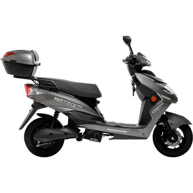 Електроскутер Corso «MATRIX» MT-603515 двигун 1200W, акумулятор 72V 25Ah графеновий, сірий, колеса 10" + 1 ящик. акум фото westvelo.com