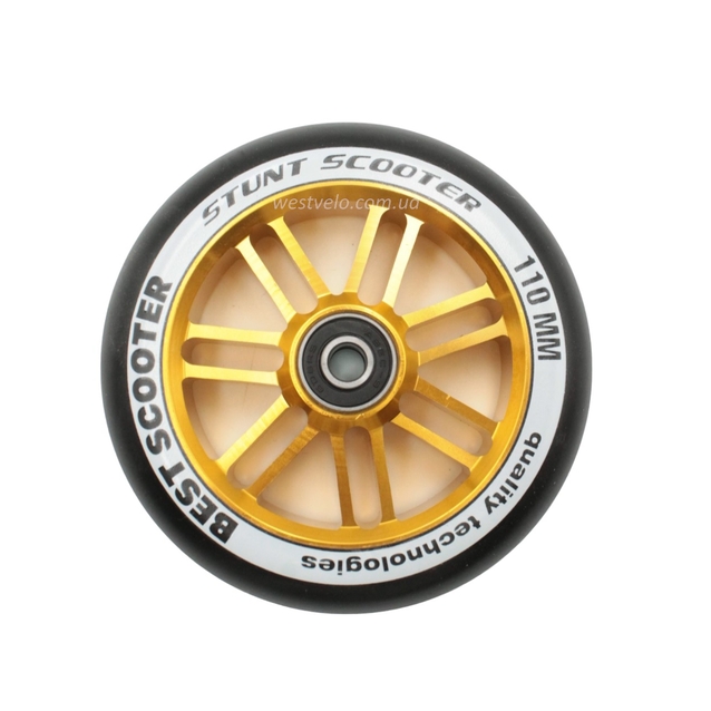 Колесо трюкового самоката "Best Scooter" AL. Ø110мм, поліуретан, золотий фото westvelo.com
