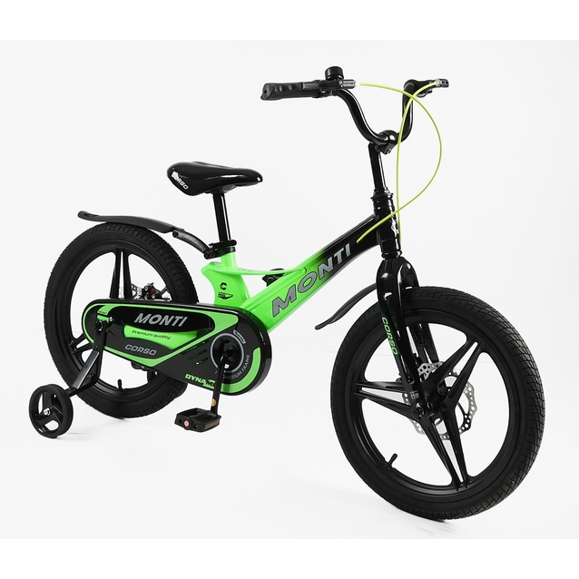 Дитячий велосипед 18 MG Corso «MONTI» MT-18933, магнієва рама, чорно-салатовий фото westvelo.com