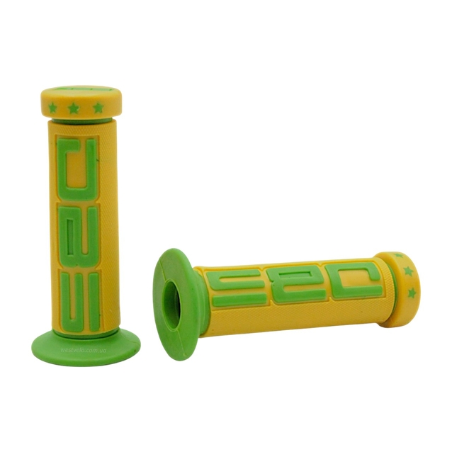 Мото гріпси DBS (Rubber) (жовто-зелені) гумові з буртиком фото westvelo.com