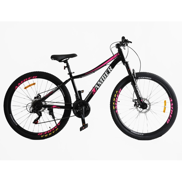 Велосипед 27.5 ST Corso «AMBER» MB-62589 сталь 15", (к-т SHIMANO) чорно-рожевий фото westvelo.com