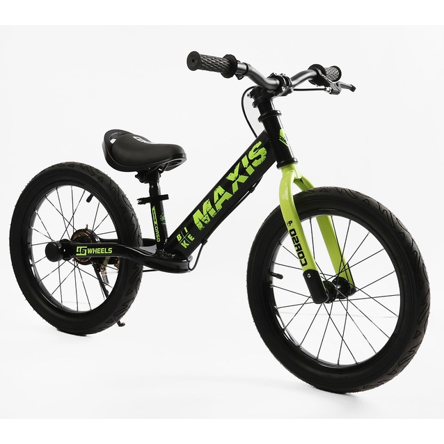 Велобіг 16 Corso надувні колеса, сталева рама «MAXIS» MX-71065 чорно-салатовий фото westvelo.com