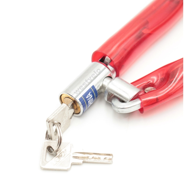 Замок на ключ ланц, F-8-1 Ø6 L-1000mm червоний, ключ-циліндр фото westvelo.com