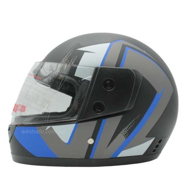 Мото шолом, закритий (XS 53-54) F2 чорно-синій матовий (825-1) фото westvelo.com