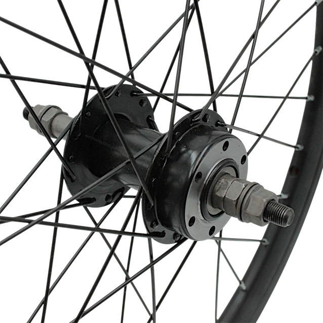 Колесо 22 зад, обід 2-ний чорний дисковий, втулка М на віночках, диск 6 болтів, чорна спиця (AL-22107 D) з фліпером фото westvelo.com