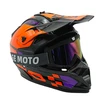 Шолом, закритий крос/ендуро (S) АТV EDX 026-1 чорно-фіолетово-помаранчевий глянець з дашком + окуляри фото westvelo.com