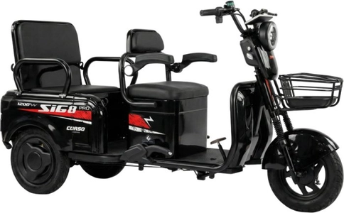 Трицикл Corso «SIG-8 Pro» SP-678933, двигун 1200W, акумулятор 72V 28Ah графеновий, чорний + 1 ящик. акум, колеса 10"