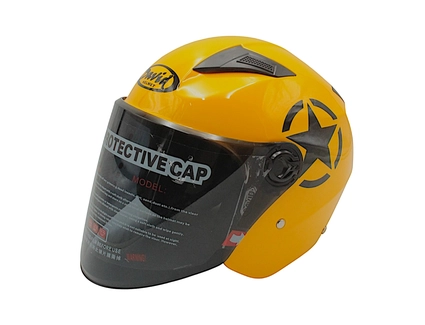 Мото шолом, відкритий (M 57-58) "DAVID" D017, Willys Star, жовтий глянцевий