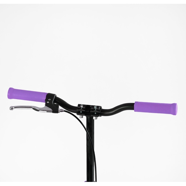 Самокат дитячий 2-х колісний, PU Best Scooter «SHARK» SH-30610 чорно-рожево-фіолетовий, Ø200mm, з ручним гальмом, затискач керма, 1 амортизатор фото westvelo.com