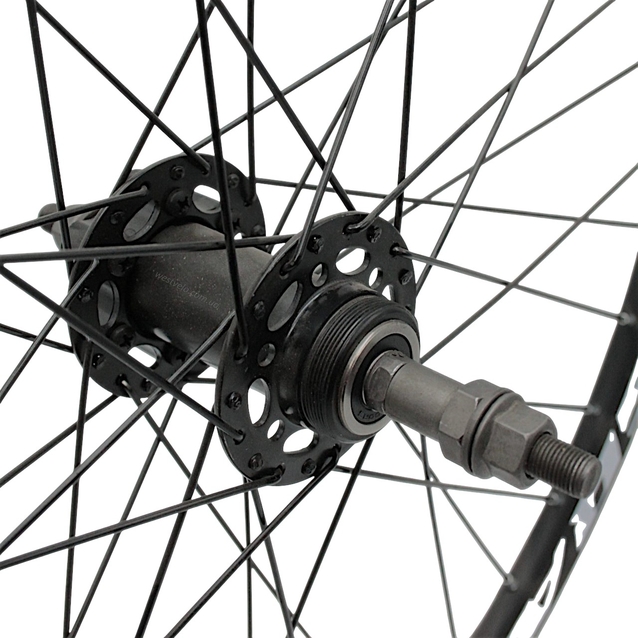 Колесо 24 зад, обід 2-ний чорний, втулка SHUNFENG проми, диск 6 болтів, чорна спиця фото westvelo.com