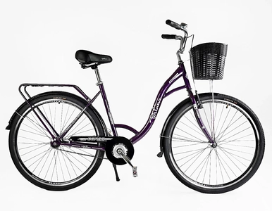 Міський велосипед 28 ST Corso «FORTUNA» FR-28077 сталь 20", темно фіолетовий2) (+к/к/б) кошик чорний