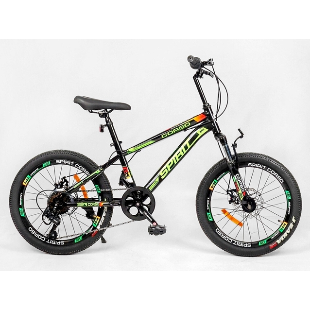 Велосипед 20 ST Corso «SPIRIT» ST-53088 сталь 11", (к-т SHIMANO) чорно-салатовий фото westvelo.com