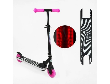 Самокат дитячий 2-х колісний, PU Best Scooter X3-41508 чорно-рожевий, Ø120mm, рама зі світлом, кермо складне