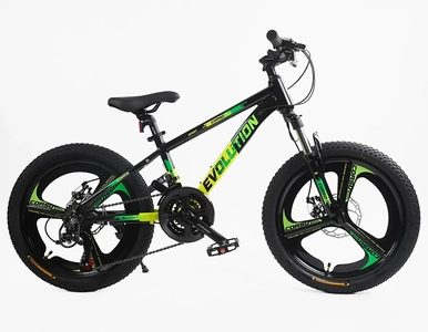 Велосипед 20 AL Corso «EVOLUTION» EV-20438 алюміній 11", (к-т SHIMANO) чорно-салатово-жовтий