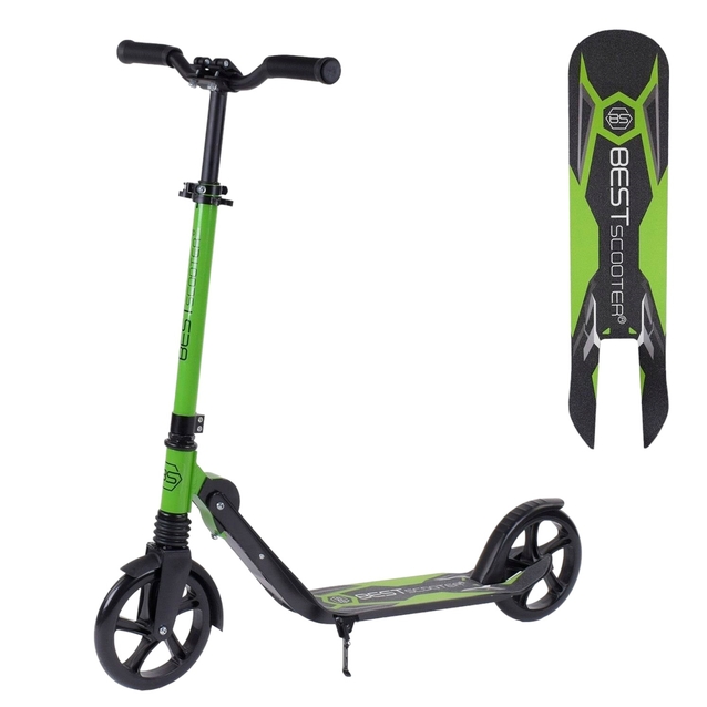 Самокат дитячий 2-х колісний, PU Best Scooter 48664 салатово-чорний, Ø200mm, 1 амортизатор, затиск керма фото westvelo.com