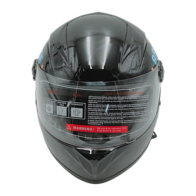 Мото шолом дитячий, закритий (L) "909", SPACE чорний глянцевий фото westvelo.com